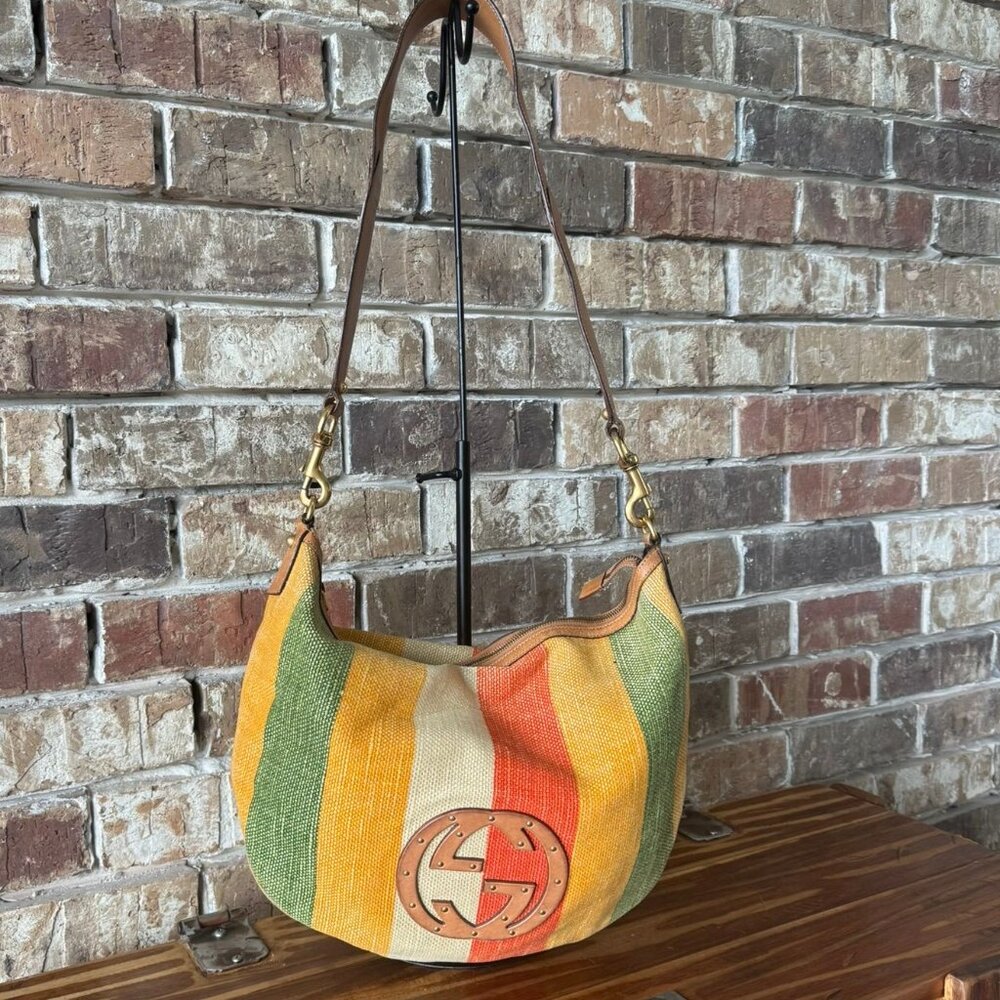 Gucci Rare Multicolor Striped Blondie Hobo Bag